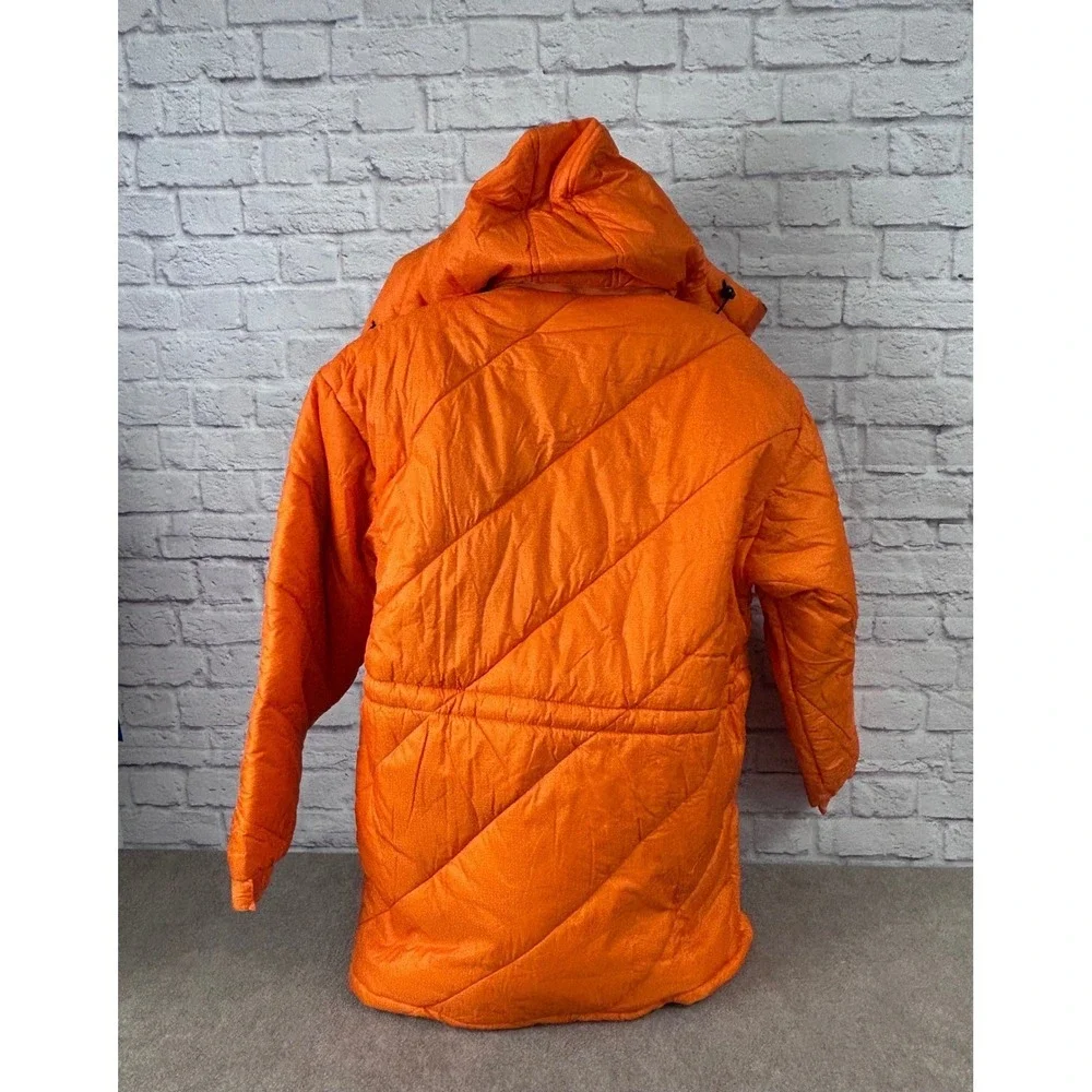 Vintage MATCH 1 Orange Quilted Puffer Parka Hooded Jacket Mens‎ Size L NEW